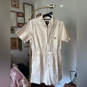 Dickies Cream Short-Sleeve Zip Romper Shirt